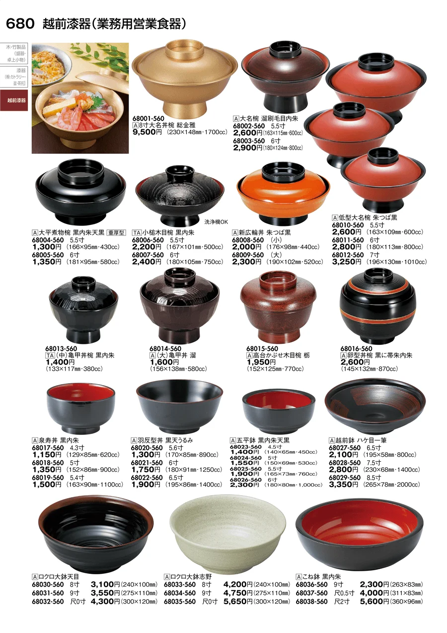 越前漆器（業務用営業食器） ページ680