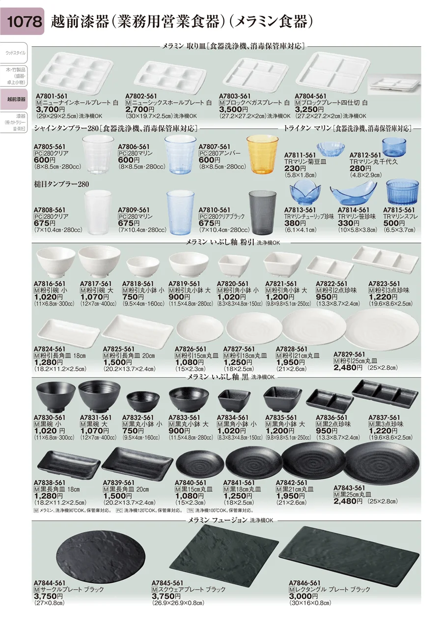 越前漆器（業務用営業食器）（メラミン食器） ページ1078