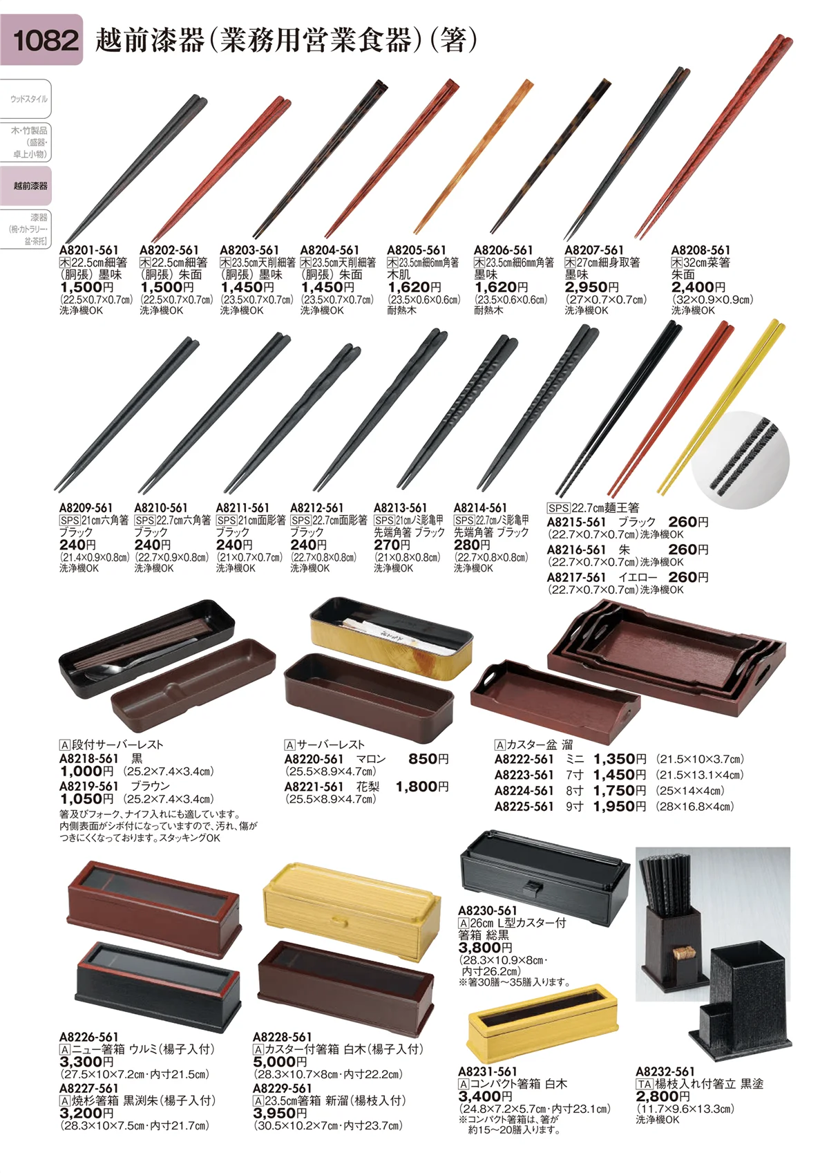 陶里vol.31・ページ番号1082・越前漆器（業務用営業食器）（箸）