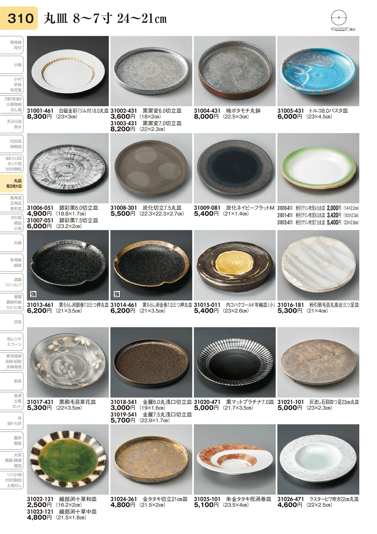 陶里vol.31・ページ番号310・丸皿 8～7寸 24～21㎝