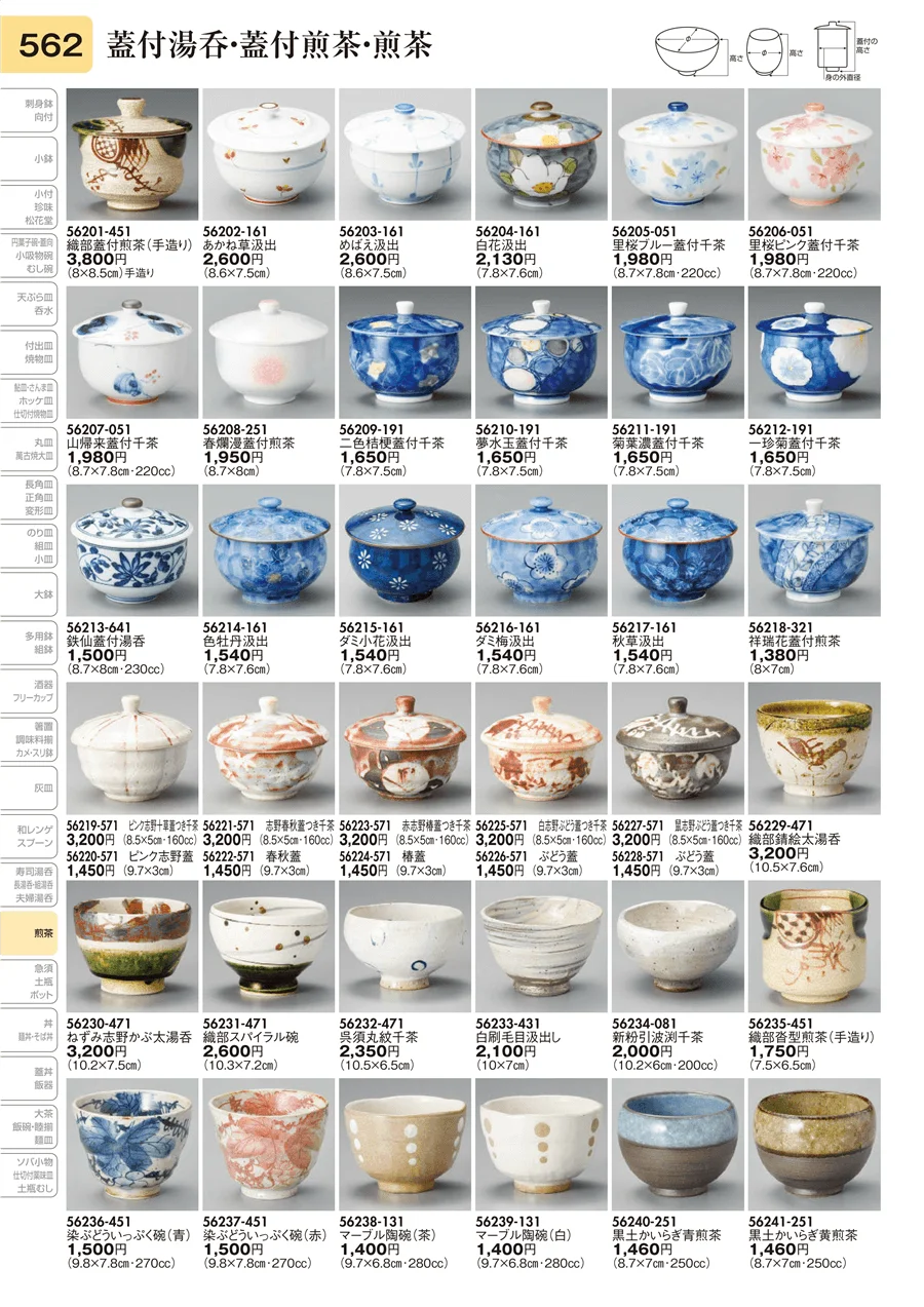 蓋付湯呑･蓋付煎茶･煎茶 ページ562