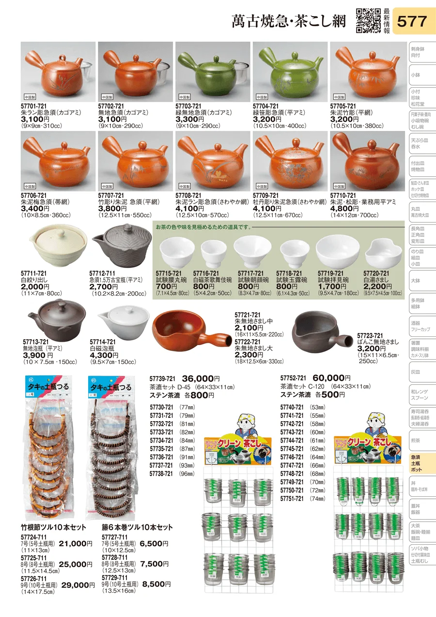 萬古急須・茶こし網 ページ577