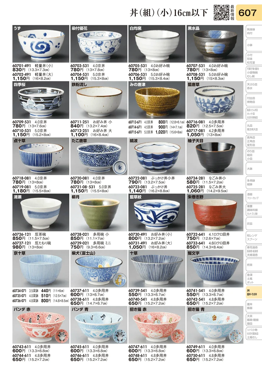 丼（組）（小）16㎝以下 ページ607