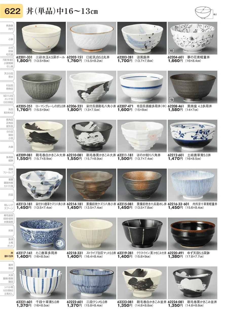 丼（単品）中16～13㎝ ページ622