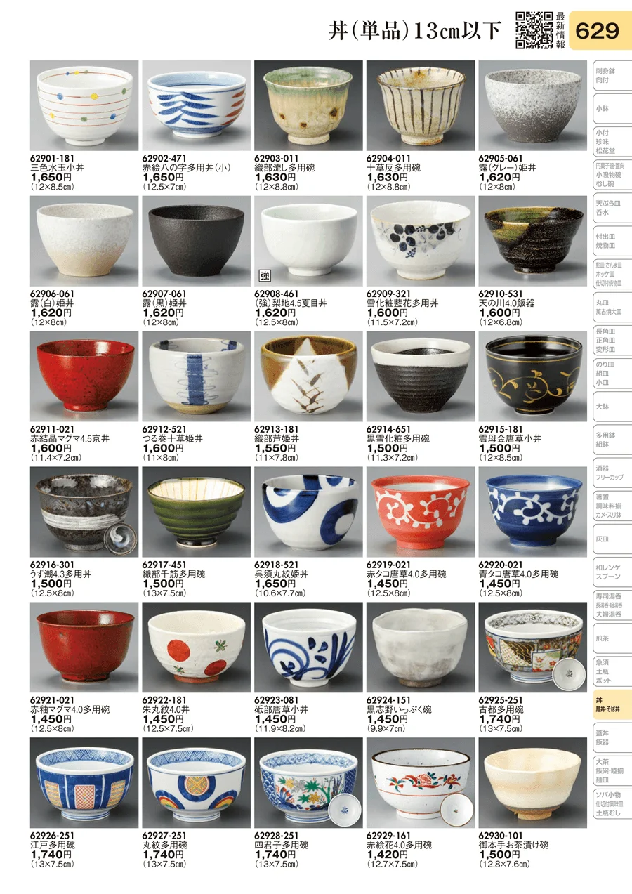 丼（単品）13㎝以下 ページ629
