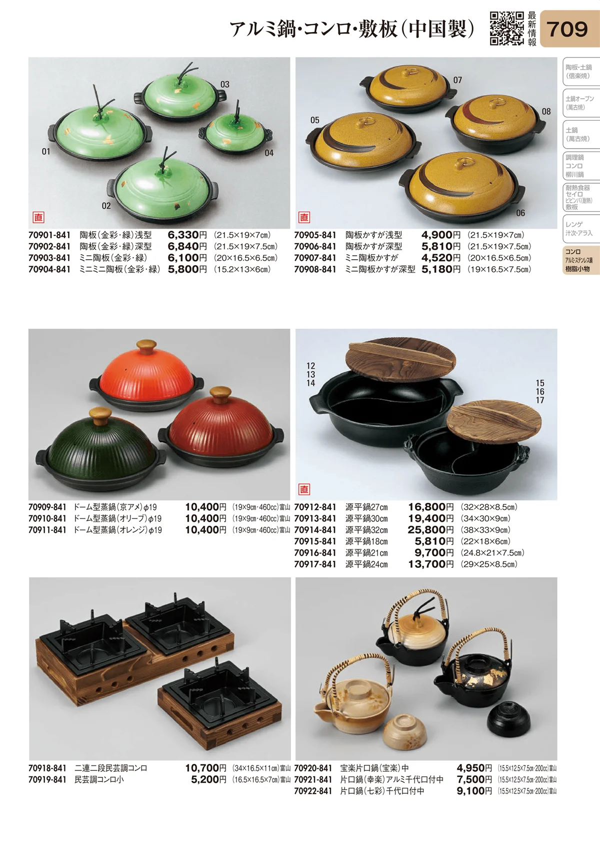 陶里vol.31・ページ番号709・アルミ鍋･コンロ・敷板（中国製）