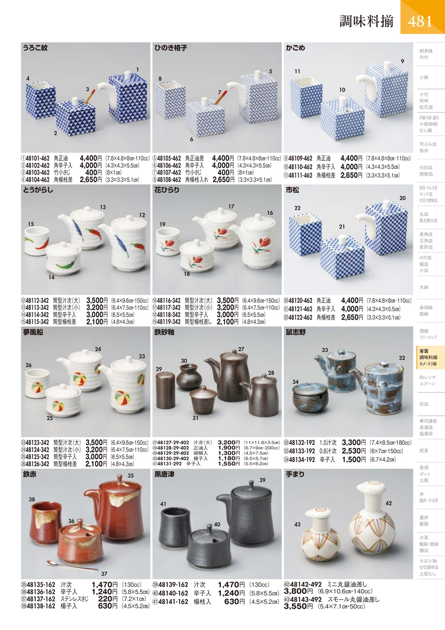 調味料揃 ページ482