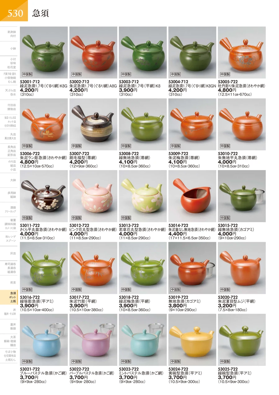 萬古焼急須・茶こし網 ページ531