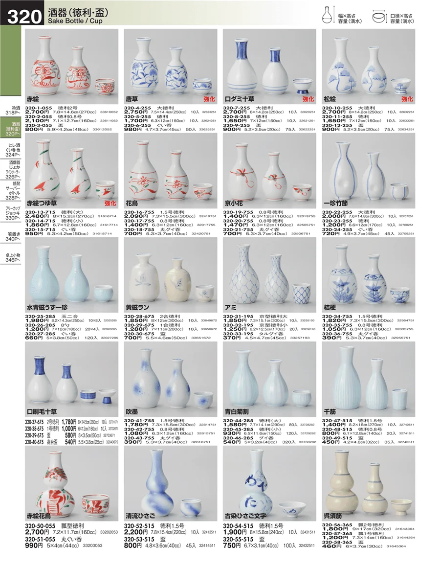 酒器（徳利・盃） ページ320