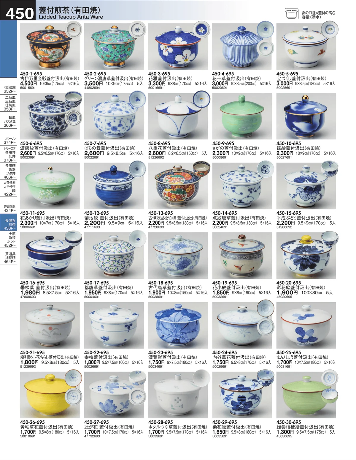 うつわ・ページ番号450・蓋付煎茶（有田焼）