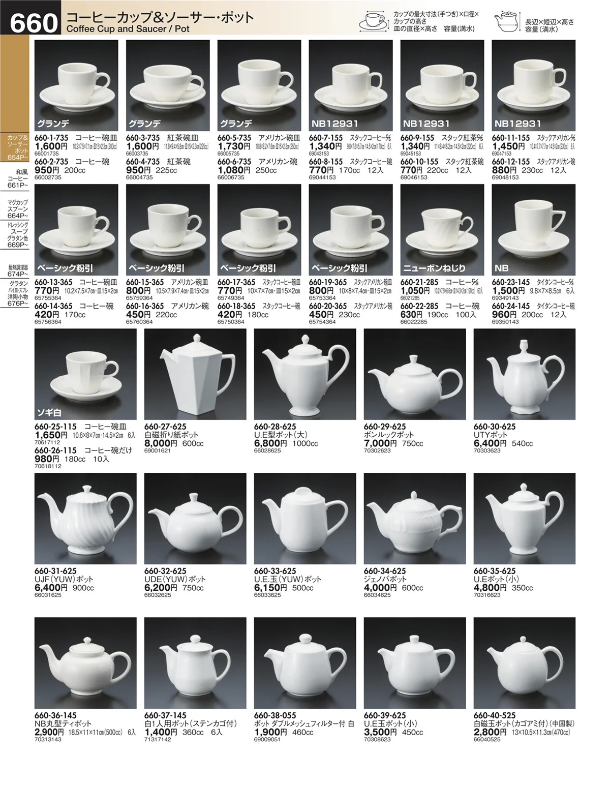 うつわ・ページ番号660・コーヒーカップ＆ソーサー・ポット
