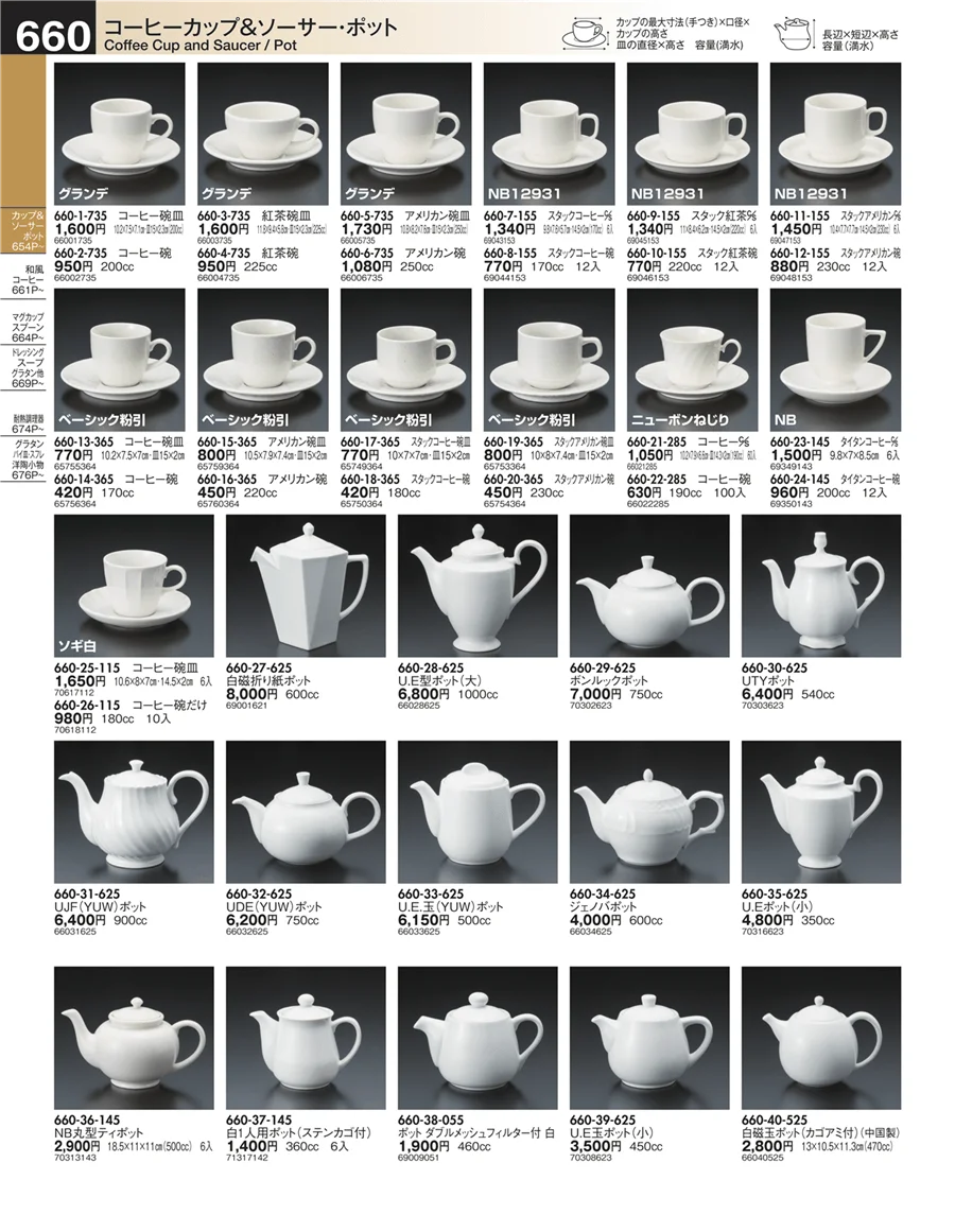 コーヒーカップ＆ソーサー・ポット ページ660