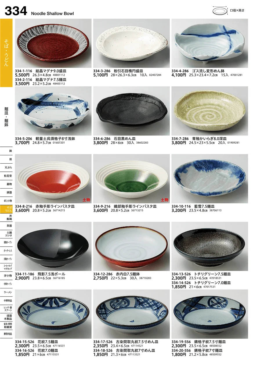 麺皿・麺鉢 ページ334