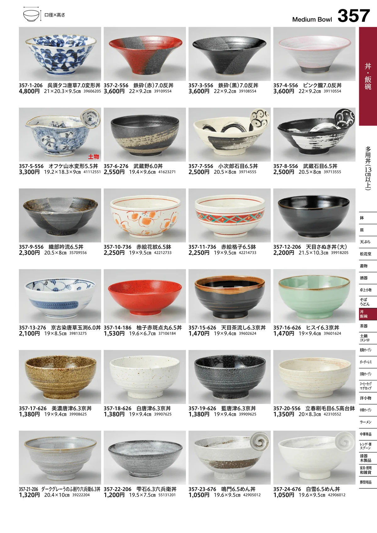 うつわvol.16・ページ番号357・多用丼（13cm以上）