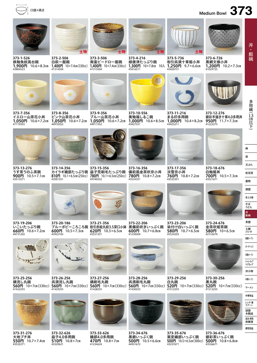 多用碗（13cm以下） ページ373