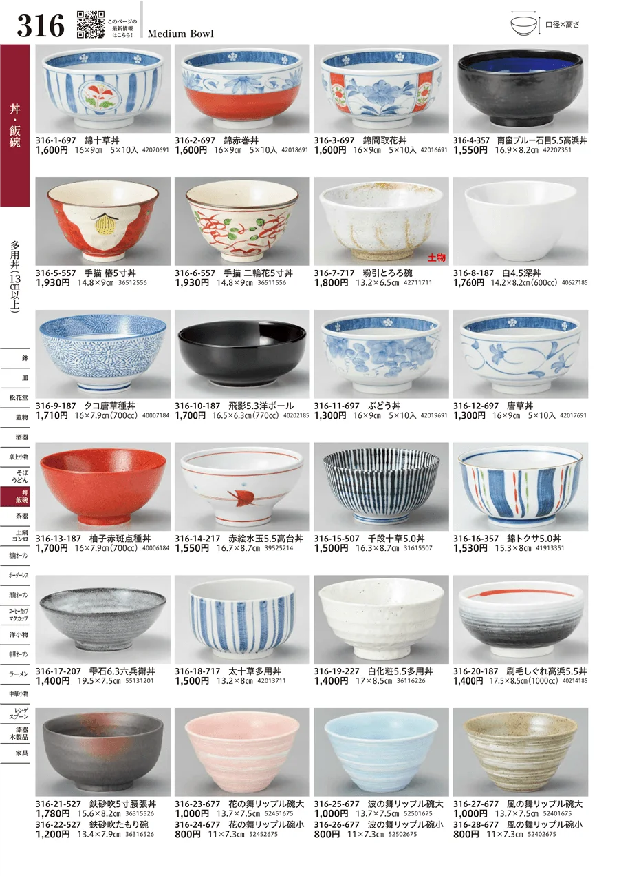 多用丼（13cm以上） ページ316