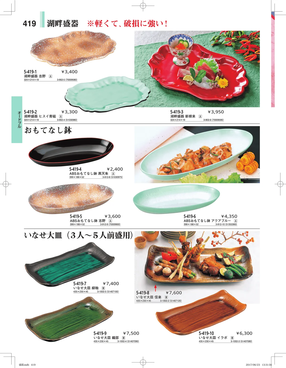 やすらぎ・ページ番号419・盛器・バイキング・プレート・珍味陶器