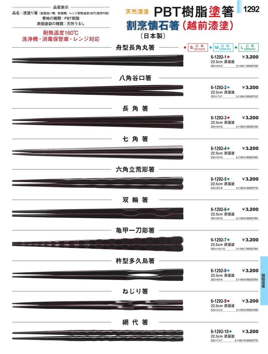 樹脂塗箸 ページ1292