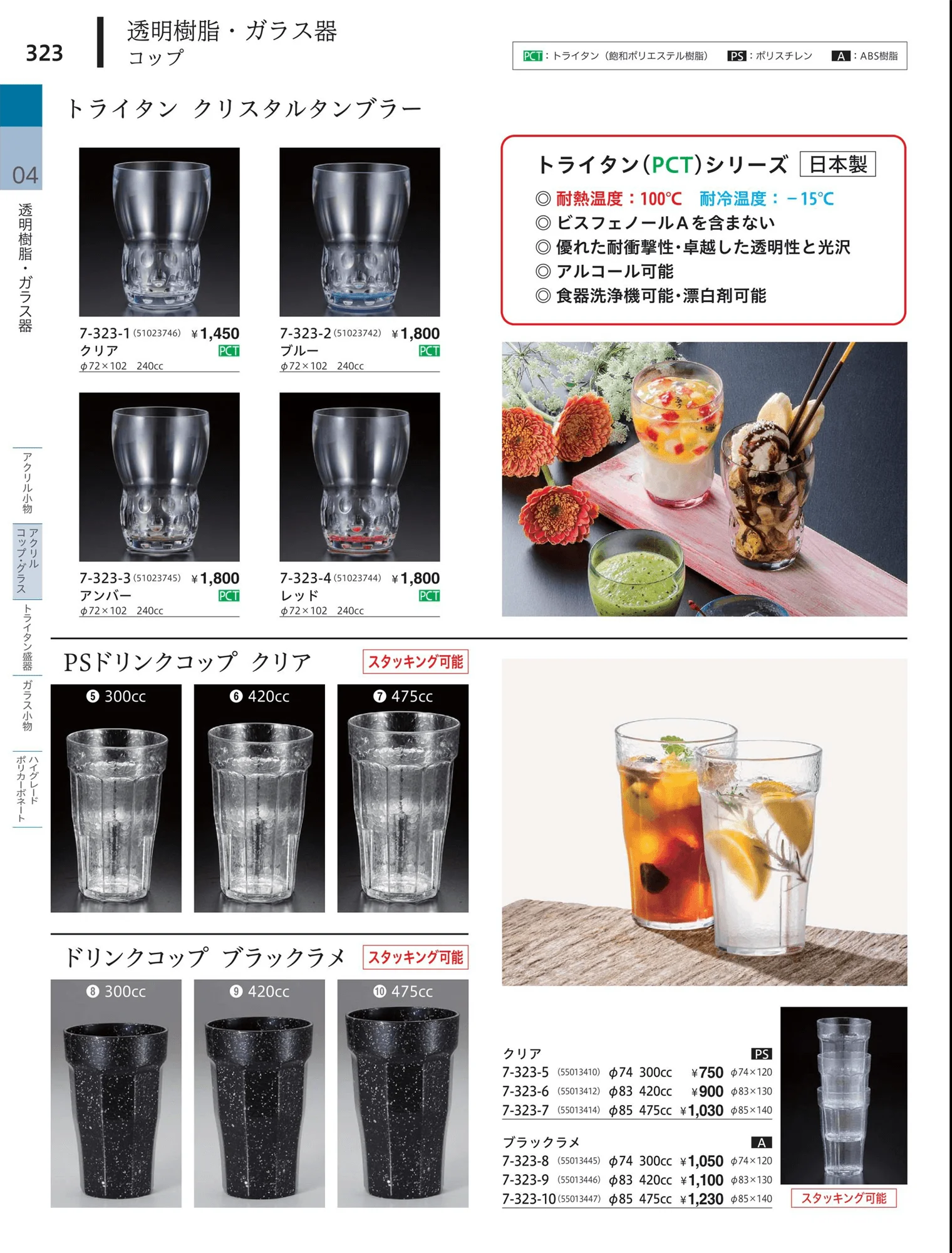 やすらぎvol.34・ページ番号323・アクリルカップ・グラス