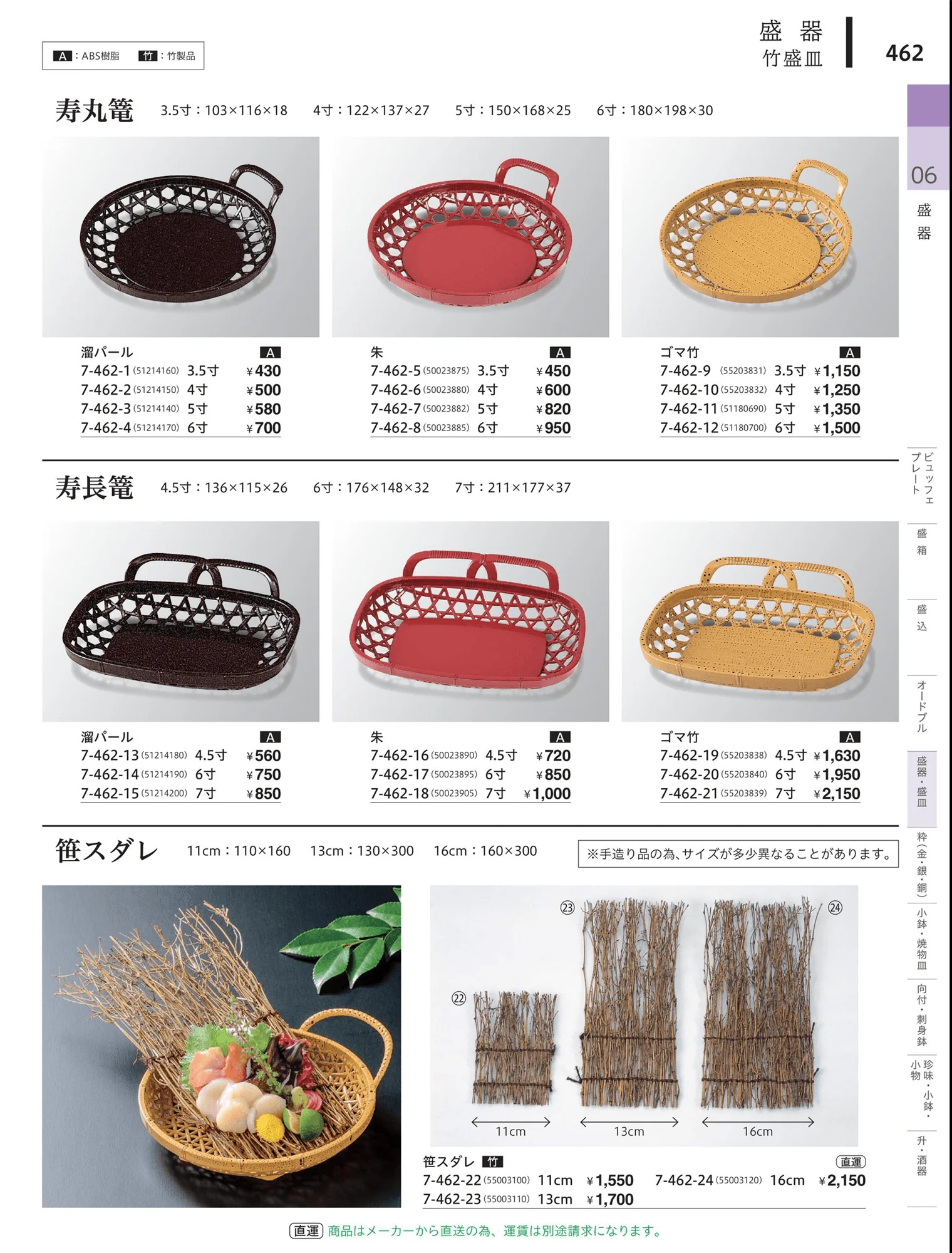 やすらぎvol.34・ページ番号462・竹盛皿・手提皿
