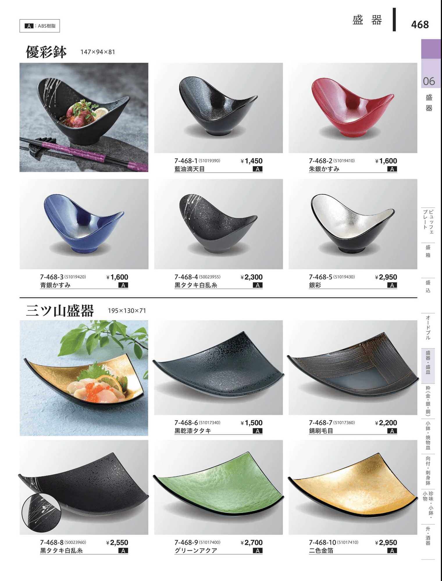 やすらぎvol.34・ページ番号468・変型盛鉢（一人用）