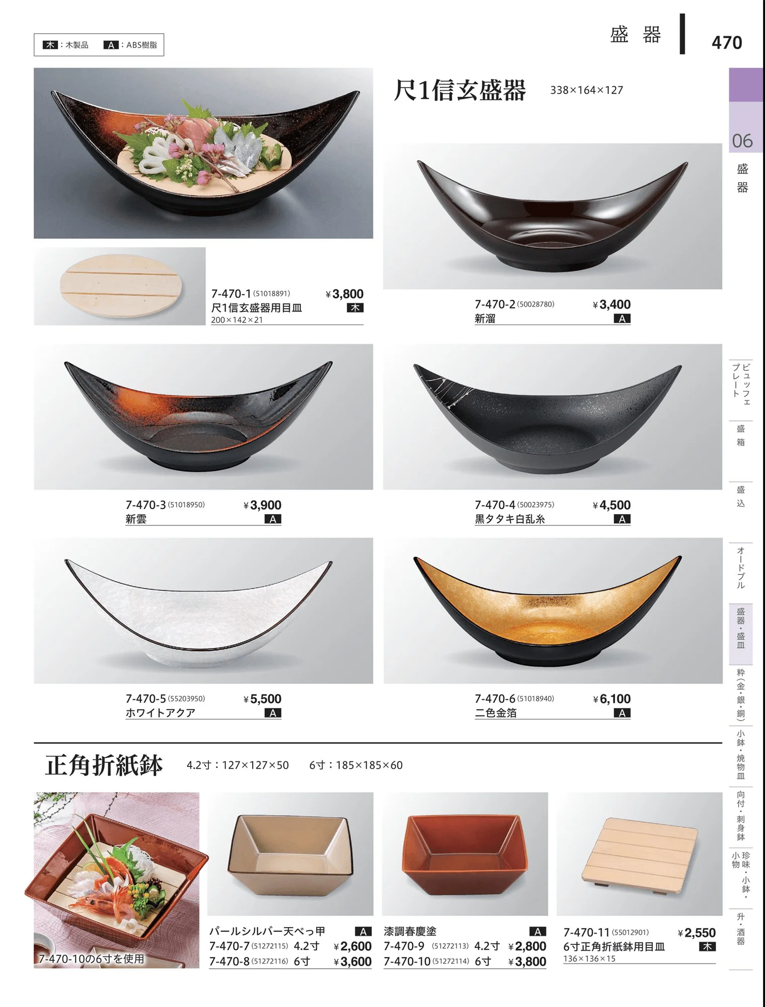 やすらぎvol.34・ページ番号470・変型盛鉢（一人用）