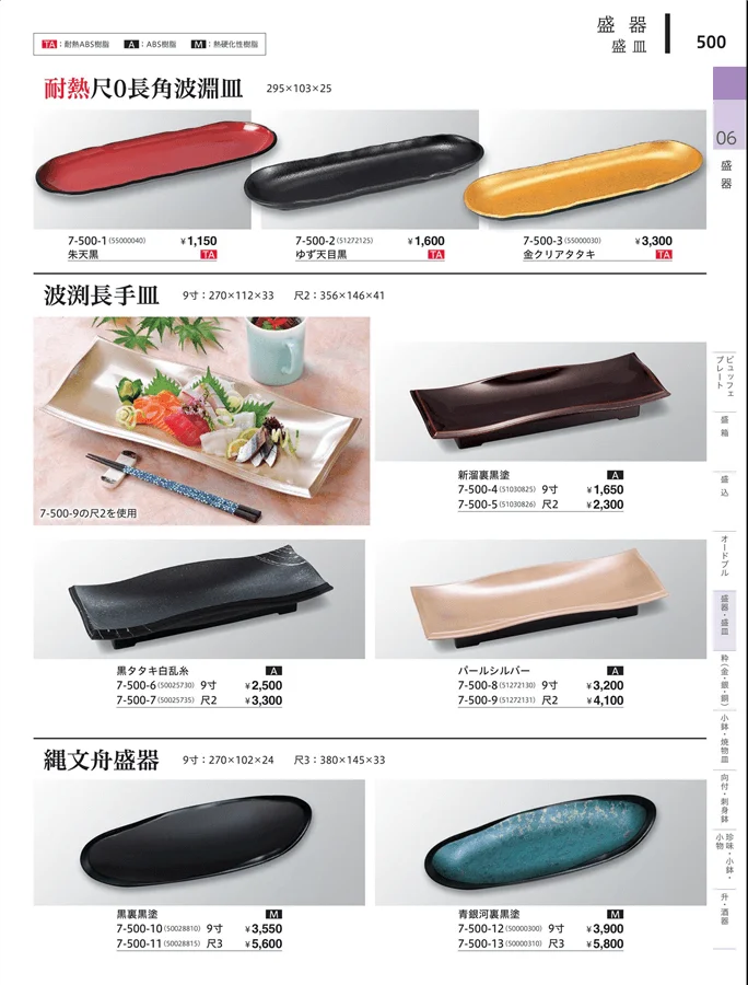 角・長角盛器 ページ500