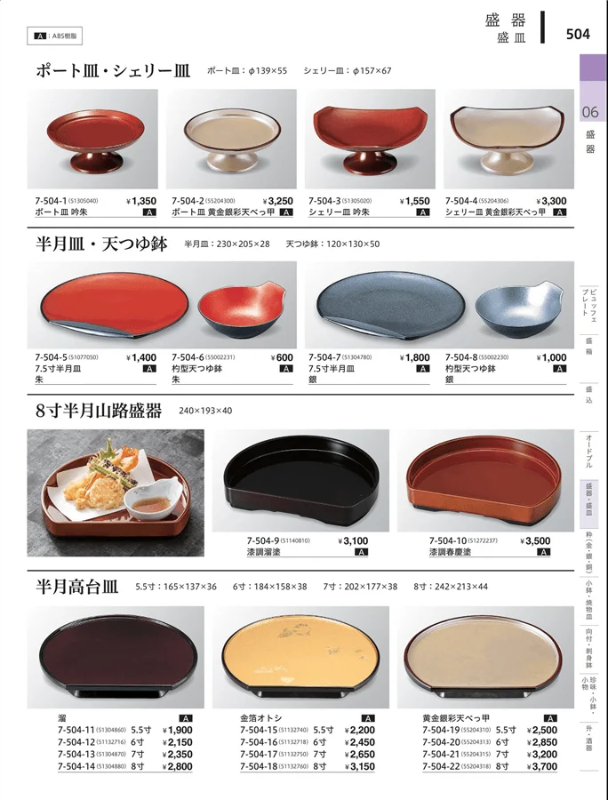 角・長角盛器 ページ504