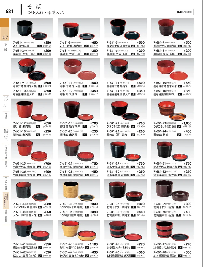 アクリル冷麺鉢・薬味入 ページ681