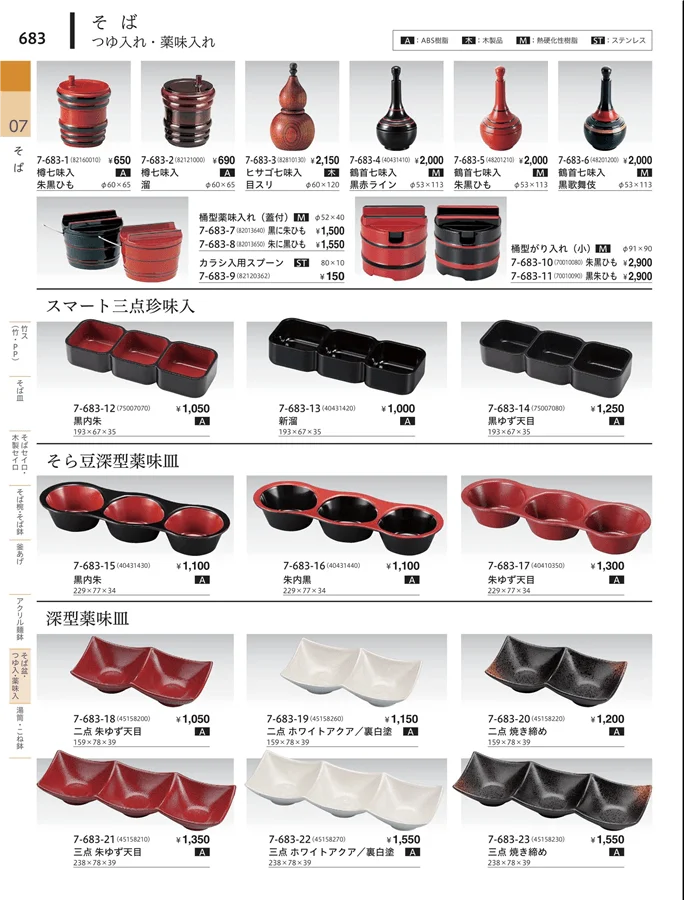 アクリル冷麺鉢・薬味入 ページ683