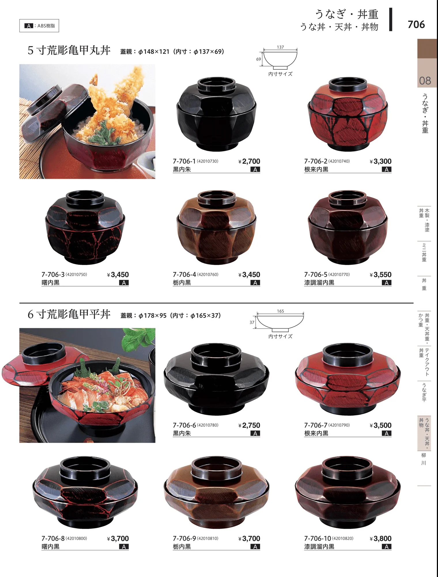 やすらぎvol.34・ページ番号706・うな丼・天丼・丼物