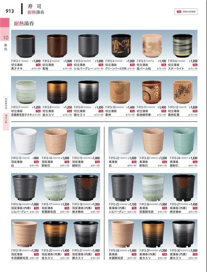 湯呑（桐目）・粉茶入れ ページ913
