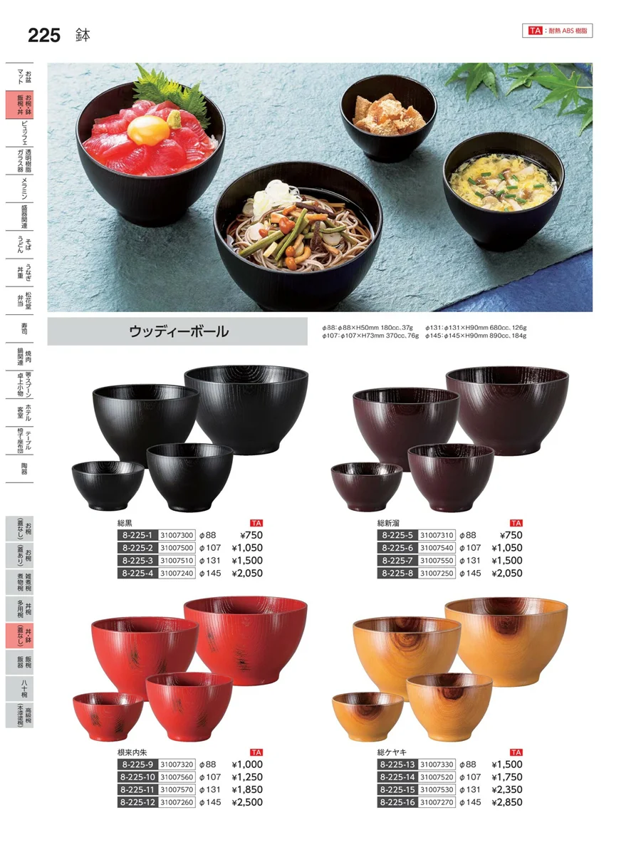 丼・鉢（蓋なし） ページ225