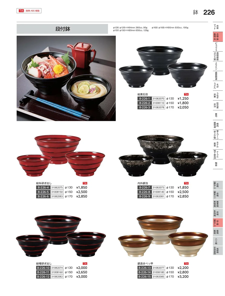 丼・鉢（蓋なし） ページ226
