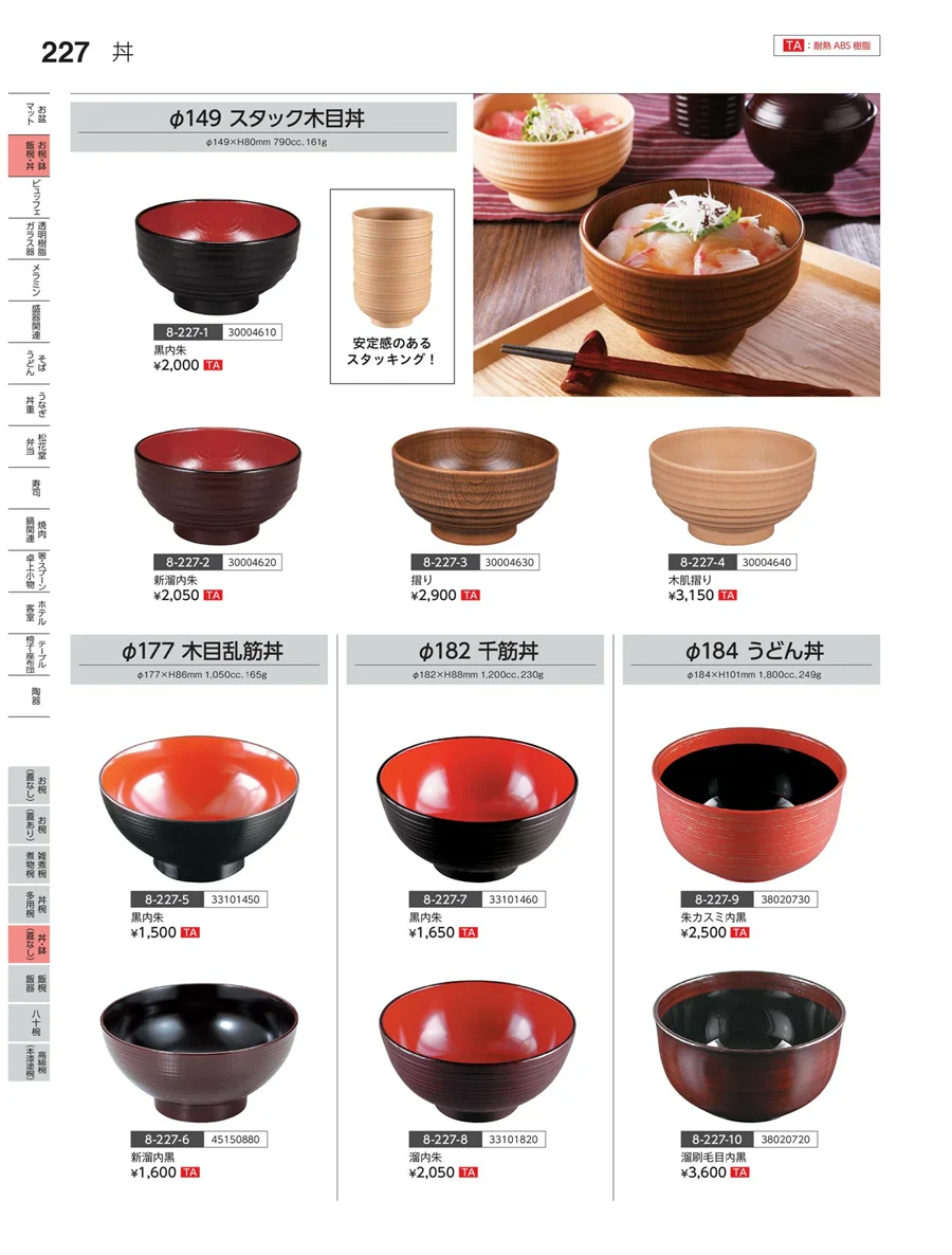 丼・鉢（蓋なし） ページ227