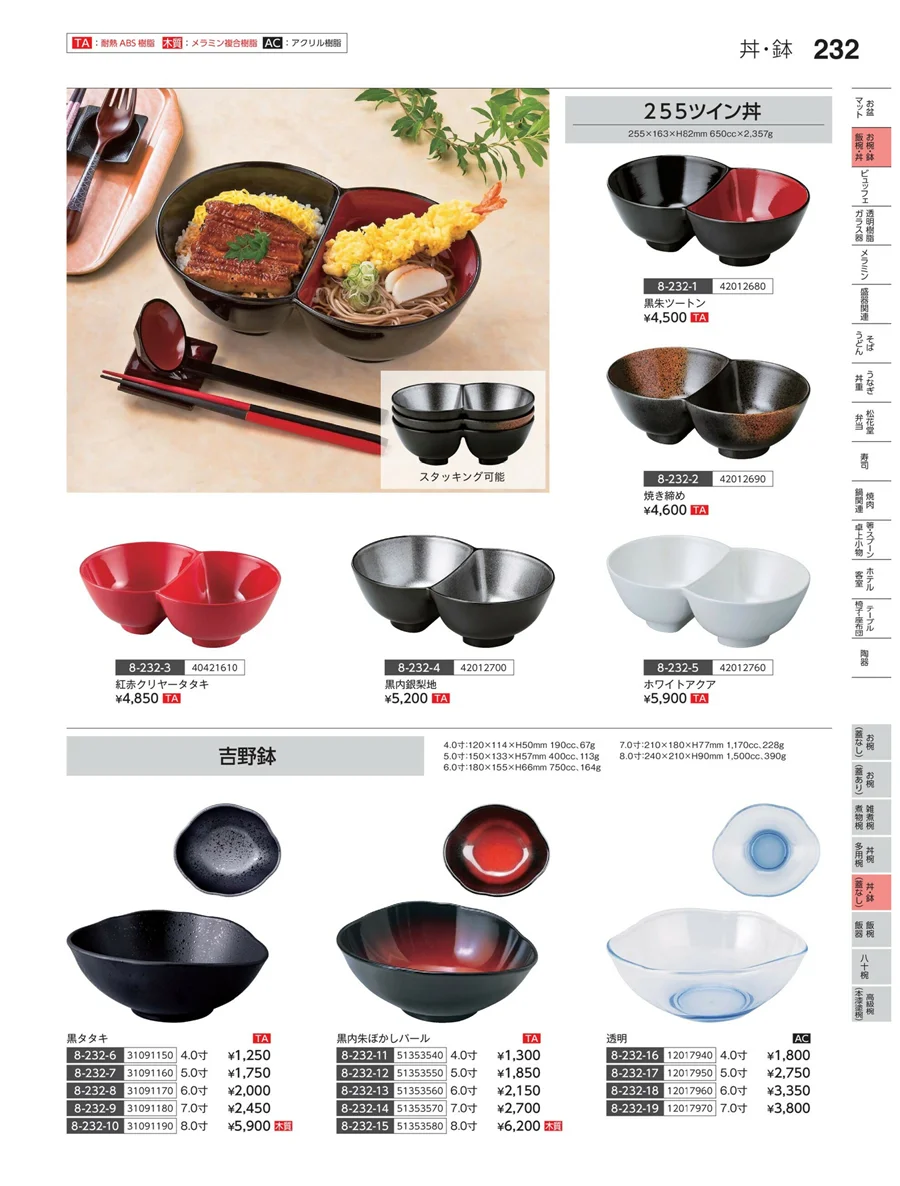 丼・鉢（蓋なし） ページ232