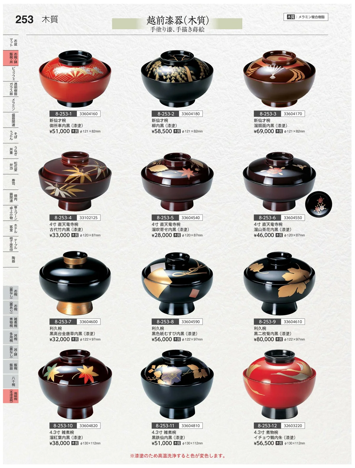 やすらぎvol.35・ページ番号253・高級椀（木漆塗）