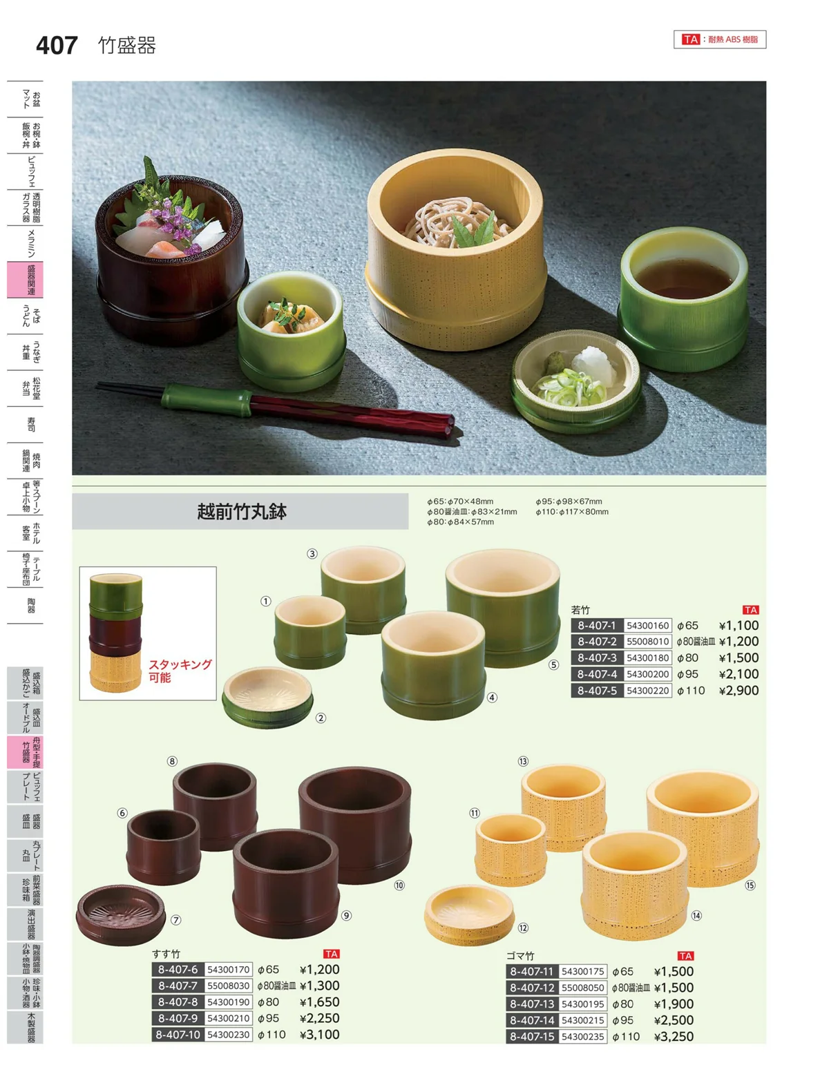やすらぎvol.35・ページ番号407・丸皿・平鉢・竹籠盛