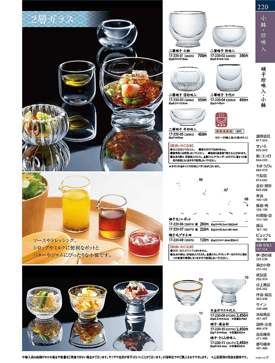 ガラス珍味入・小鉢 ページ220