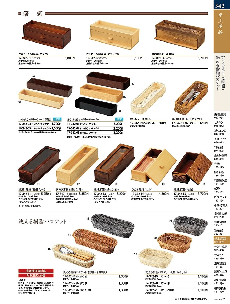 茶箱・洗える樹脂バスケット ページ342