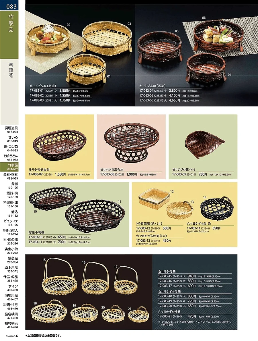 用美vol.17・ページ番号83・料理篭・籐篭
