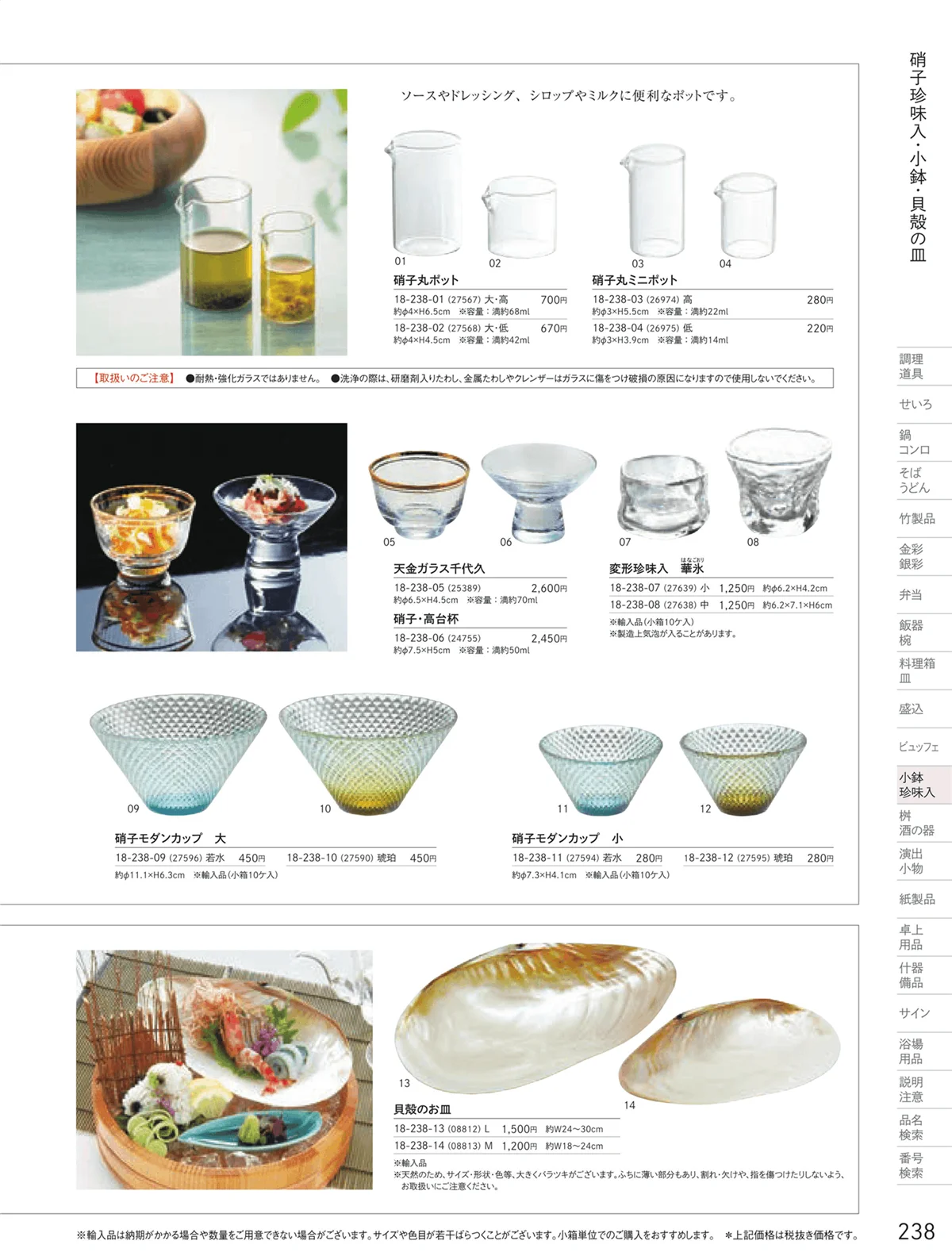 用美vol.18・ページ番号238・ガラス珍味入・小鉢