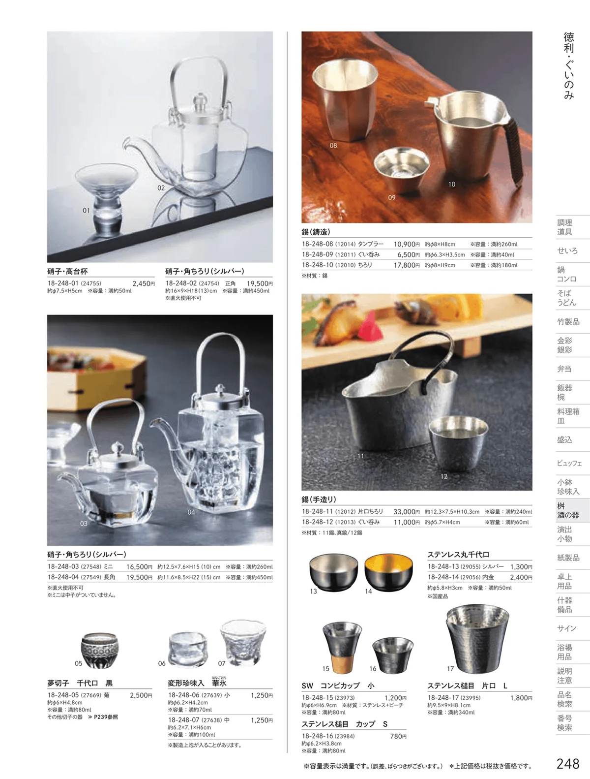 用美vol.18・ページ番号248・徳利・ぐいのみ