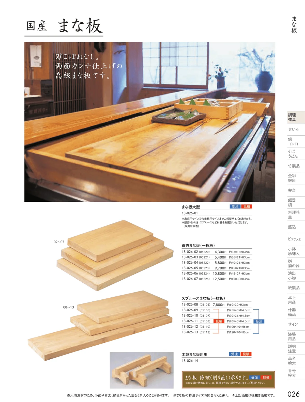 用美vol.18・ページ番号26・まな板・抜板