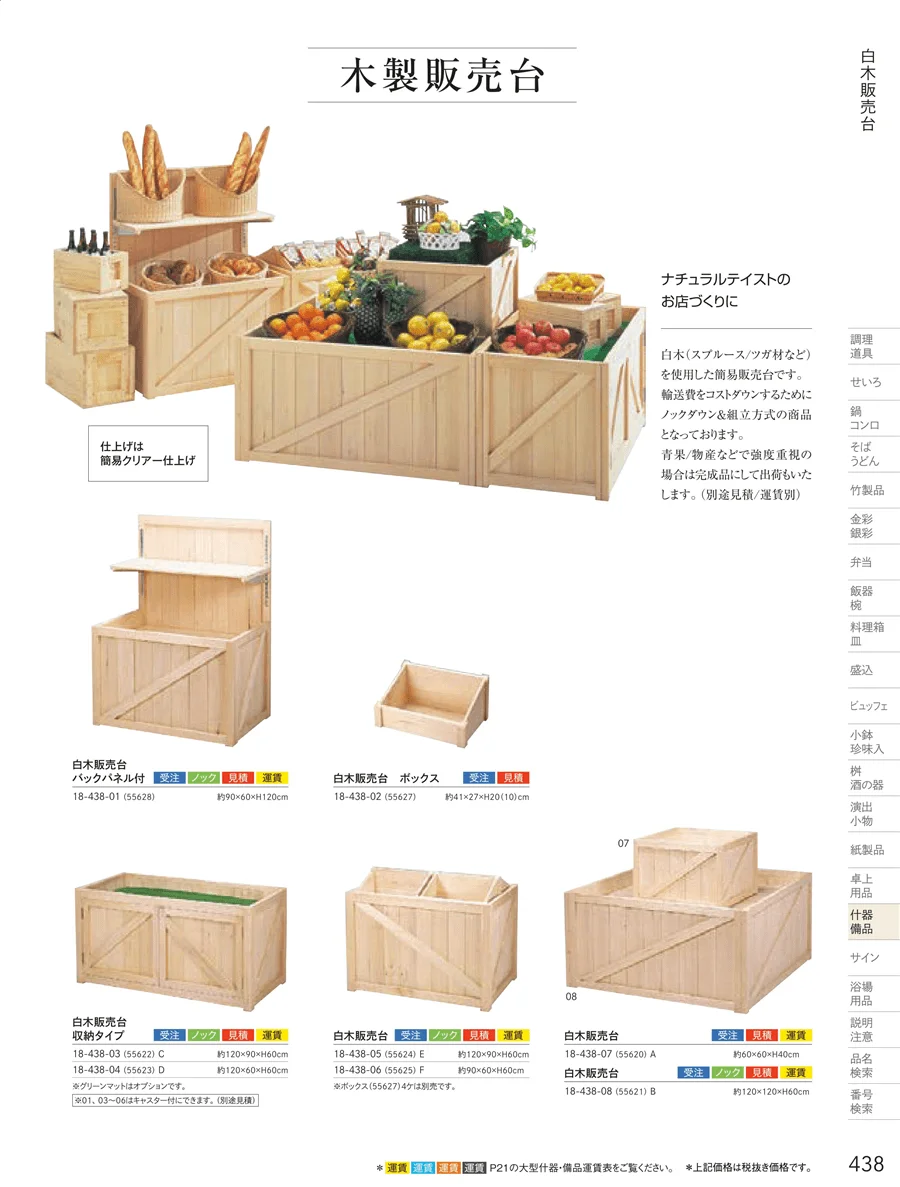 白木販売台・青果販売台 ページ437