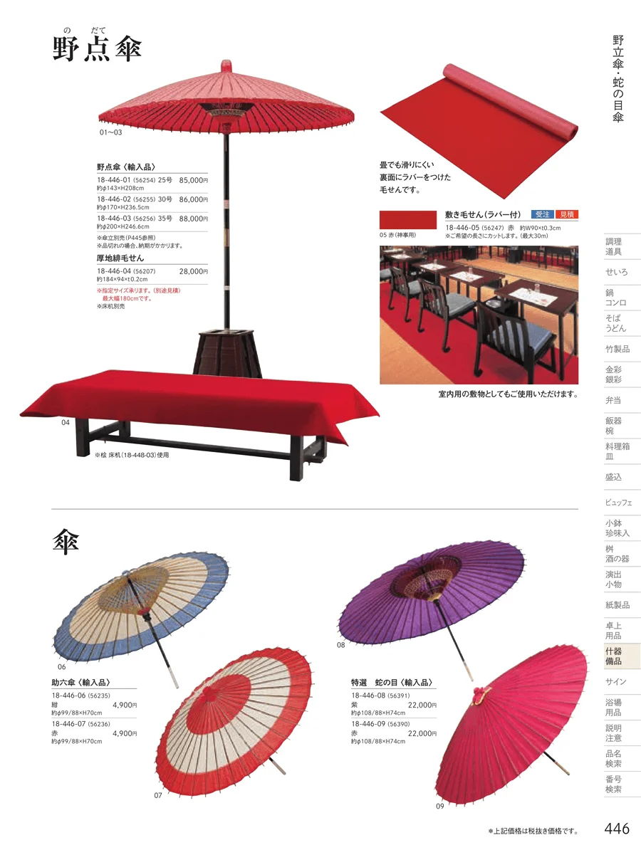 用美vol.18・ページ番号446・野点傘・蛇の目傘