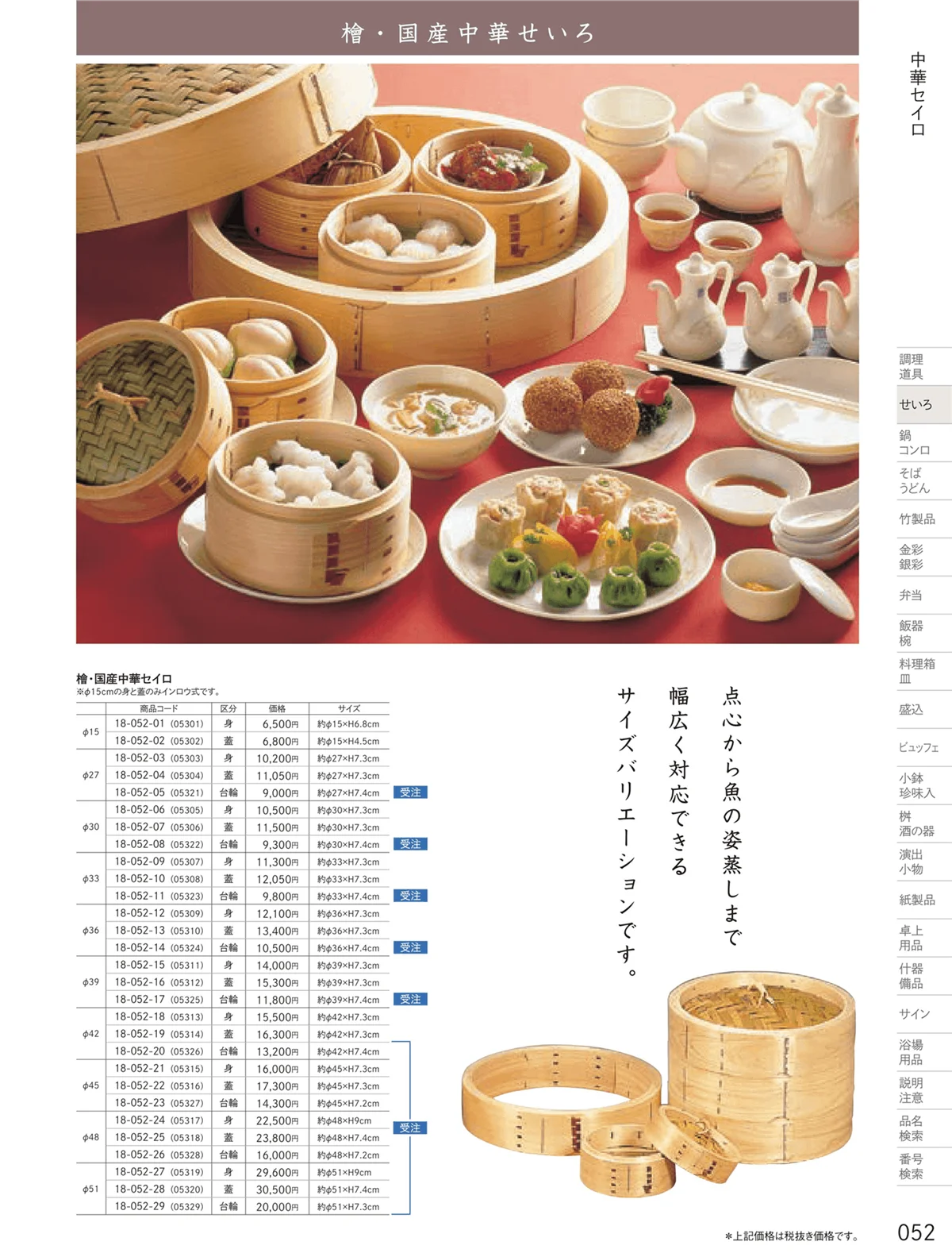 用美vol.18・ページ番号52・中華セイロ・点心セイロ