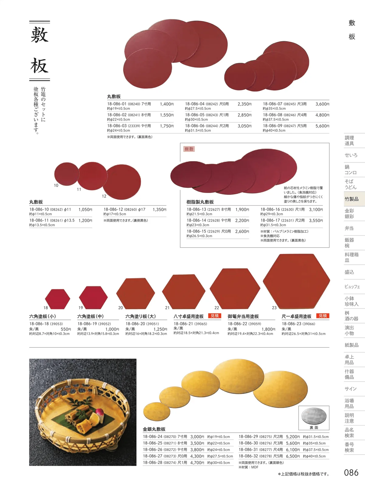用美vol.18・ページ番号86・敷板・目皿