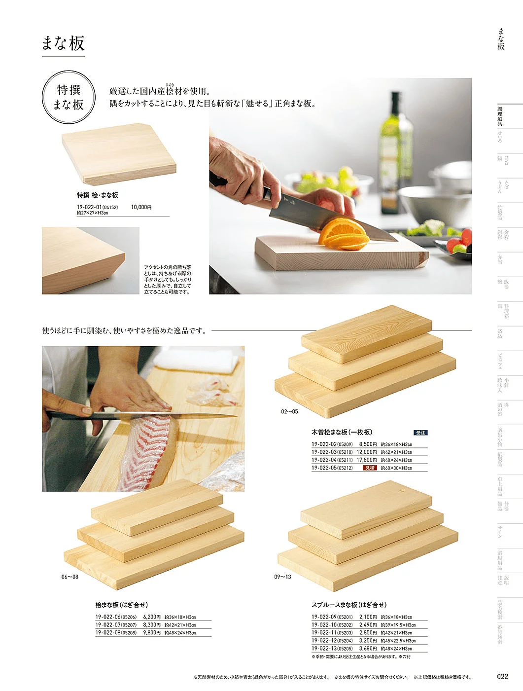 用美vol.19・ページ番号22・まな板・抜板