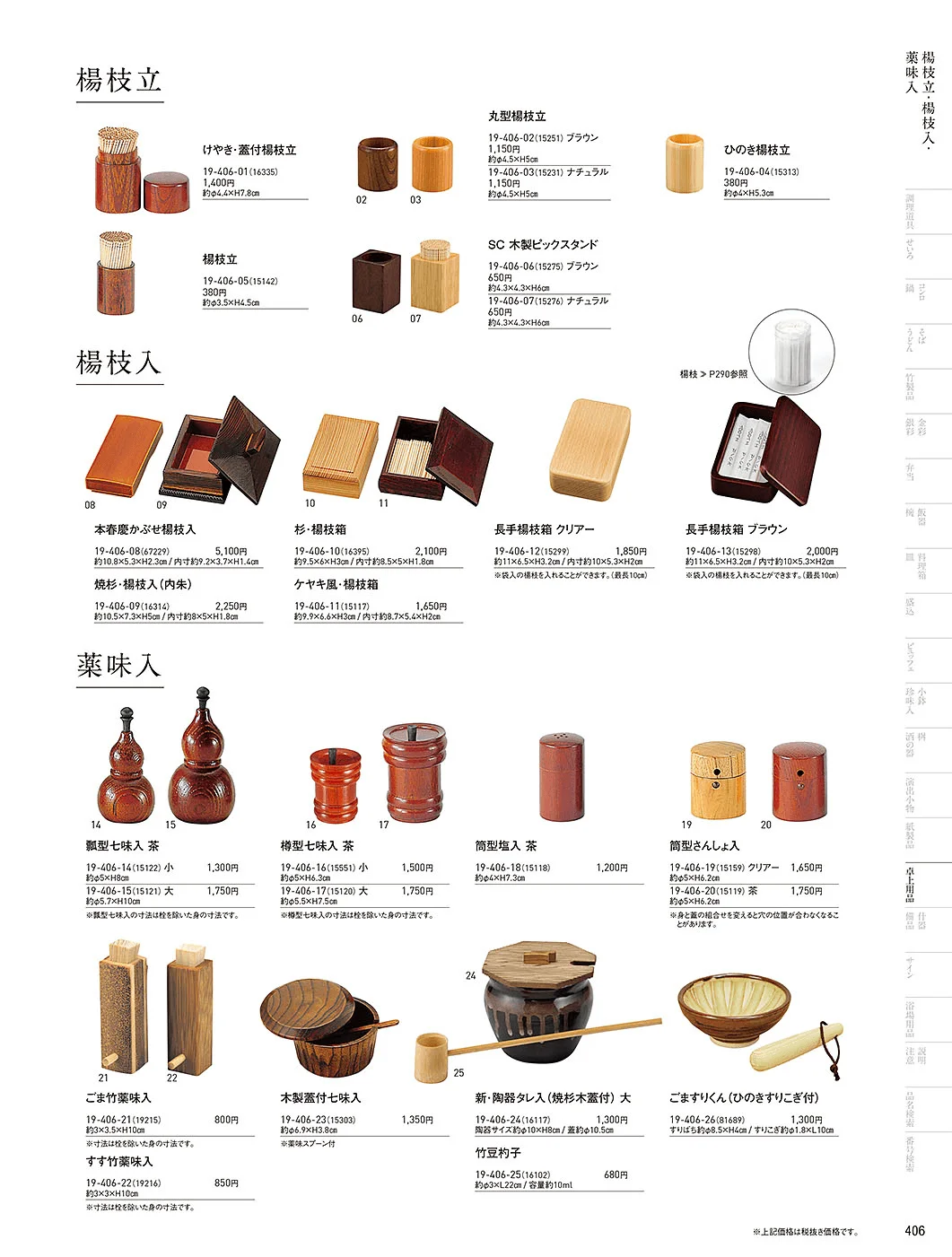 用美vol.19・ページ番号406・楊枝立・楊枝入・調味料入